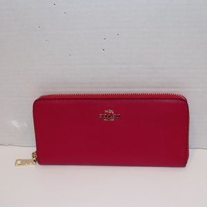 Pink Coach Accordion Zip Wallet